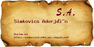 Simkovics Adorján névjegykártya